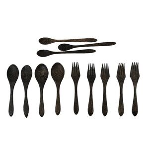 Wooden Forks and Spoons Set of 12